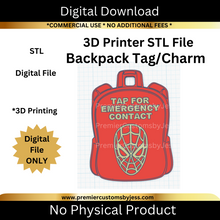 Load image into Gallery viewer, DIGITAL (STL & 3MF Files): Spider Backpack Tag - NFC Sticker NOT Included