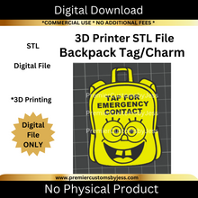 Load image into Gallery viewer, DIGITAL (STL & 3MF Files): Backpack Tag - NFC Sticker NOT Included