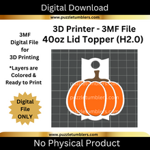 Load image into Gallery viewer, DIGITAL (3MF File): Cute Round Pumpkin - 40oz Tumbler Topper 2.0
