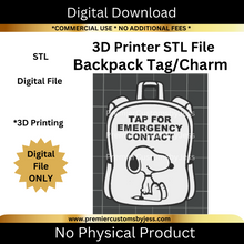 Load image into Gallery viewer, DIGITAL (STL & 3MF Files): Cute Dog Backpack Tag - NFC Sticker NOT Included