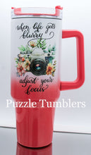 Load image into Gallery viewer, ADJUST YOUR FOCUS CORAL SHIMMER - 40OZ GENERIC CUSTOM TUMBLER - READY TO SHIP