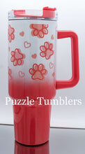 Load image into Gallery viewer, PAWS & HEARTS CORAL OMBRE SHIMMER - 40OZ GENERIC CUSTOM TUMBLER - READY TO SHIP