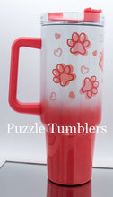 Load image into Gallery viewer, PAWS & HEARTS CORAL OMBRE SHIMMER - 40OZ GENERIC CUSTOM TUMBLER - READY TO SHIP