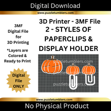 Load image into Gallery viewer, DIGITAL (3MF File): Cute Round Pumpkin - Paper Clips & Holder