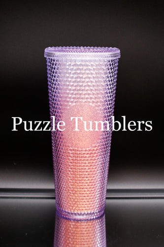 24OZ GLITTERED PINK OMBRE STUDDED TUMBLER - NO LOGO