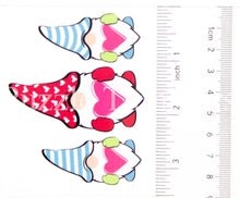 Load image into Gallery viewer, NEW Valentine's Day GNOMES with Striped Hats - Clear Vinyl Decal