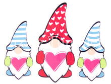 Load image into Gallery viewer, NEW Valentine's Day GNOMES with Striped Hats - Clear Vinyl Decal