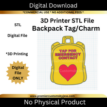 Load image into Gallery viewer, DIGITAL (STL &amp; 3MF Files): Heart Backpack Tag - NFC Sticker NOT Included