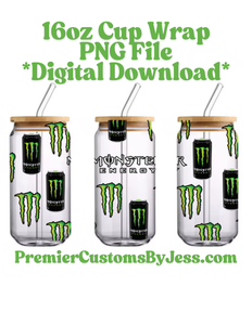 DIGITAL DOWNLOAD -10 File BUNDLE Energy Drink Soda Glass Can Wrap PNG File *NO Physical Product