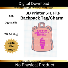 Load image into Gallery viewer, DIGITAL (STL &amp; 3MF Files): Ice Cream Backpack Tag - NFC Sticker NOT Included