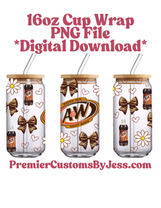 DIGITAL DOWNLOAD - Root Beer 16oz Soda Glass Can Wrap PNG File *NO Physical Product