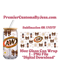 DIGITAL DOWNLOAD - Root Beer 16oz Soda Glass Can Wrap PNG File *NO Physical Product