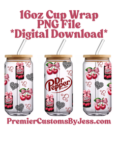 DIGITAL DOWNLOAD - 16oz Cherry Soda Glass Can Wrap PNG File *NO Physical Product