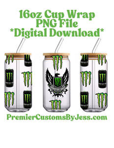 DIGITAL DOWNLOAD -10 File BUNDLE Energy Drink Soda Glass Can Wrap PNG File *NO Physical Product