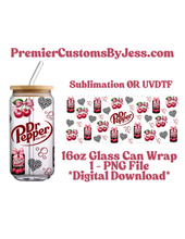 Load image into Gallery viewer, DIGITAL DOWNLOAD - 16oz Cherry Soda Glass Can Wrap PNG File *NO Physical Product