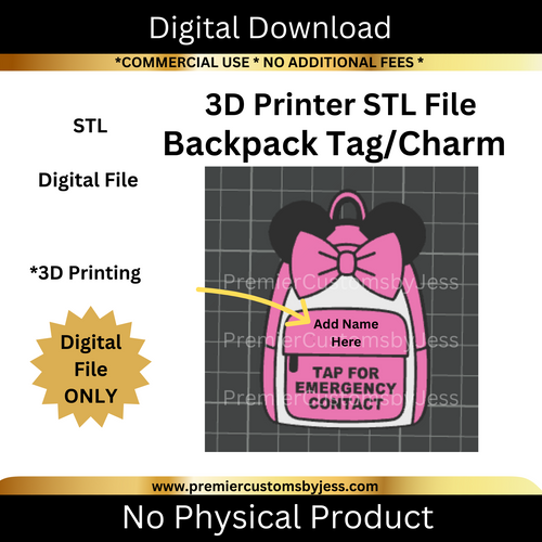 DIGITAL (STL & 3MF Files): Mouse Backpack Tag - NFC Sticker NOT Included