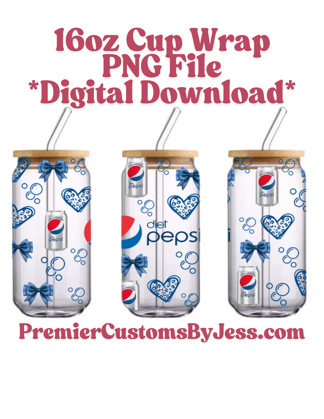 DIGITAL DOWNLOAD - 16oz Soda Glass Can Wrap PNG File *NO Physical Product