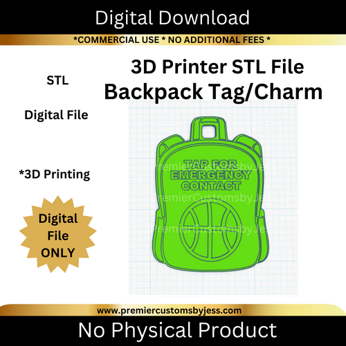 DIGITAL (STL & 3MF Files): Basketball Backpack Tag - NFC Sticker NOT Included