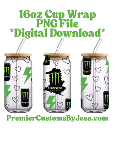 DIGITAL DOWNLOAD -10 File BUNDLE Energy Drink Soda Glass Can Wrap PNG File *NO Physical Product