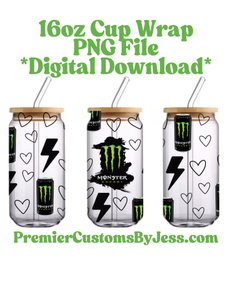 DIGITAL DOWNLOAD -10 File BUNDLE Energy Drink Soda Glass Can Wrap PNG File *NO Physical Product