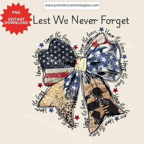 DIGITAL DOWNLOAD - Coquette American PNG, Honor the Brave PNG, Memorial Day Coquette Bow Png