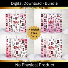 Load image into Gallery viewer, DIGITAL DOWNLOAD BUNDLE - 20oz Skinny Texas Soda Cherry Bow Coquette Tumbler Wrap PNG, 20oz Skinny Tumbler Design, Pink Bows, Sublimation Wrap, Coquette Soda Digital File  *PNG FILE ONLY