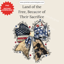 Load image into Gallery viewer, DIGITAL DOWNLOAD - Coquette American PNG, Honor the Brave PNG, Memorial Day Coquette Bow Png