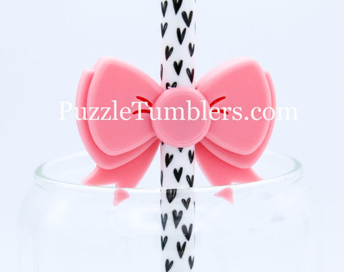 3D Printed Pink Bow Straw Topper - 20oz Straw = 8mm