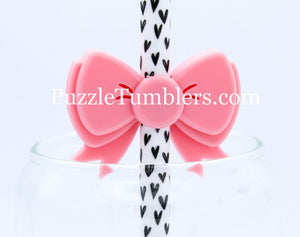 3D Printed Pink Bow Straw Topper - 20oz Straw = 8mm