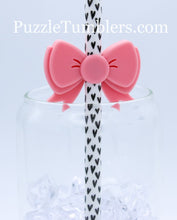 Load image into Gallery viewer, 3D Printed Pink Bow Straw Topper - 20oz Straw = 8mm