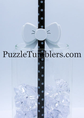 3D Printed White Bow Straw Topper - 20oz Straw = 8mm