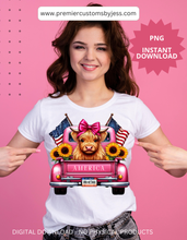 Load image into Gallery viewer, DIGITAL DOWNLOAD - 4th of July Cute Highland Cow PNG File *NO Physical Product