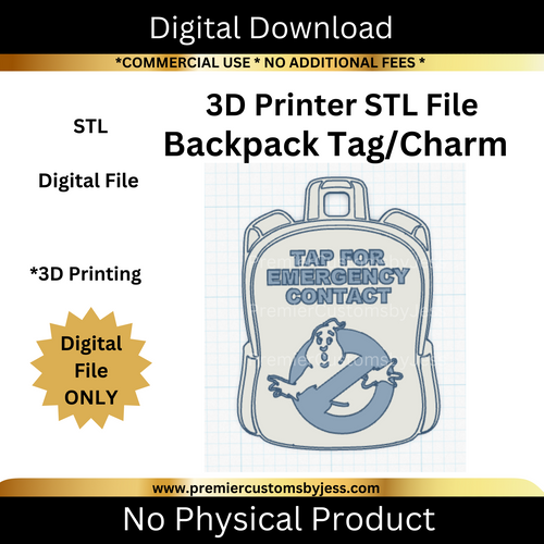 DIGITAL (STL & 3MF Files): No Ghosts Backpack Tag - NFC Sticker NOT Included