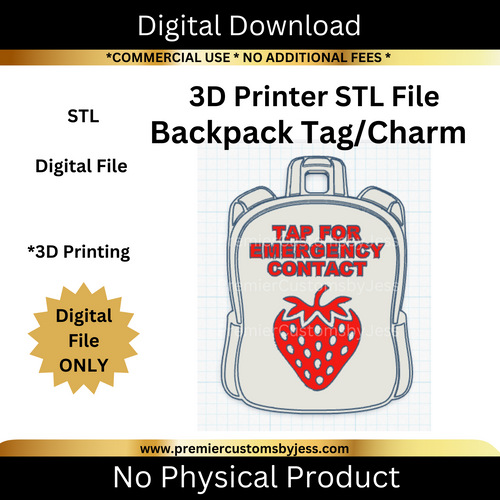 DIGITAL (STL & 3MF Files): Strawberry Backpack Tag - NFC Sticker NOT Included