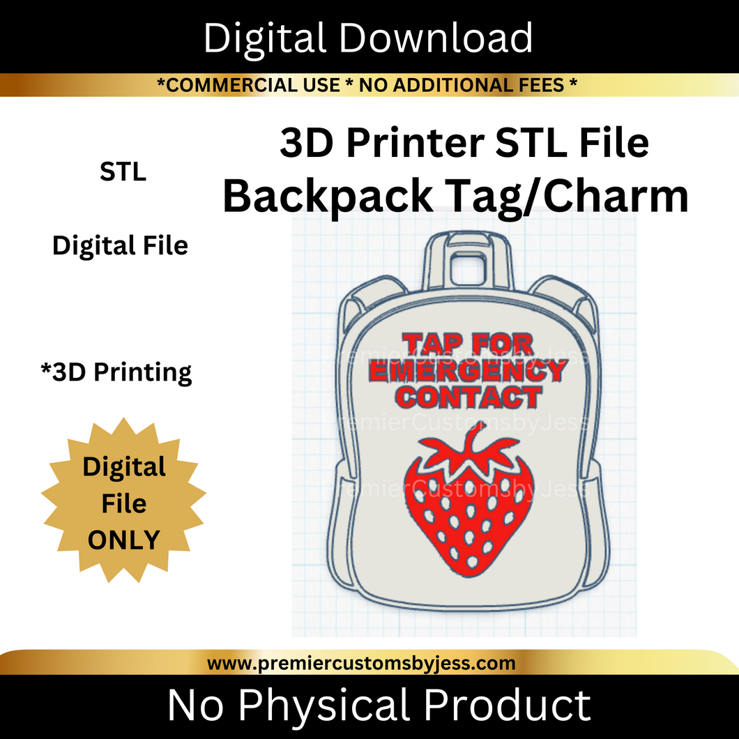 DIGITAL (STL & 3MF Files): Strawberry Backpack Tag - NFC Sticker NOT Included