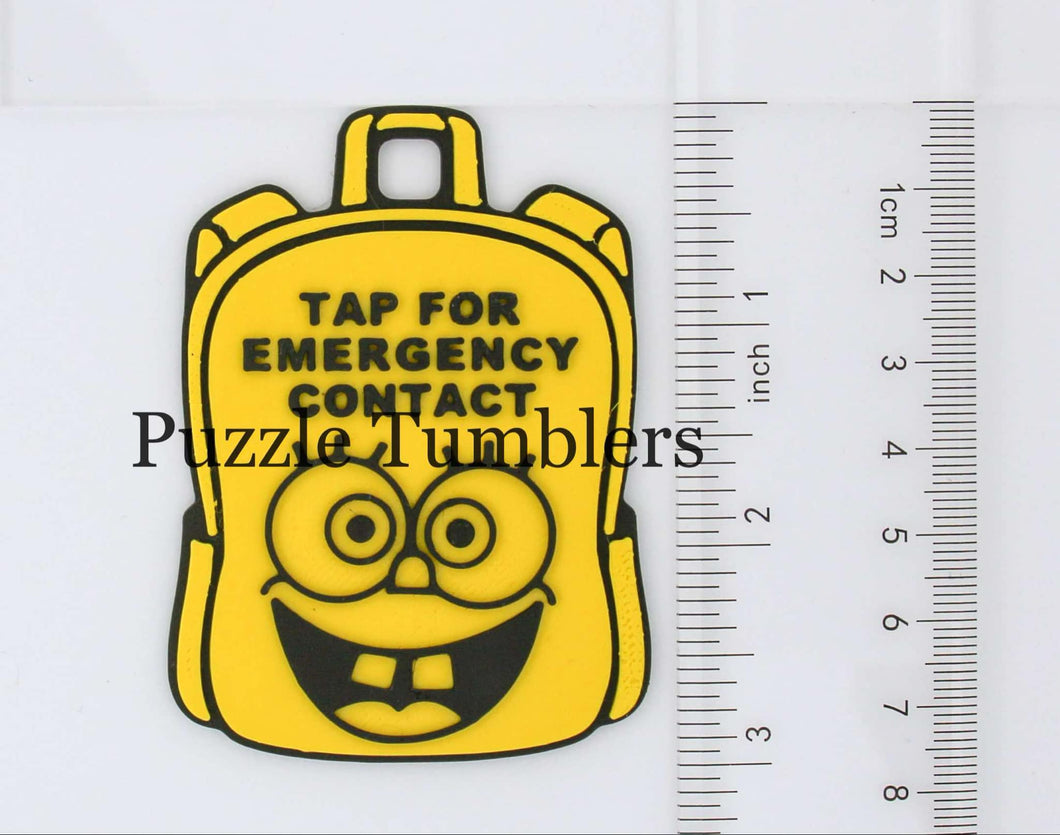 Character: Emergency Contact Backpack Tag with NFC Chip – 3D Printed Safety Tag (Will Ship in 5-12 days)