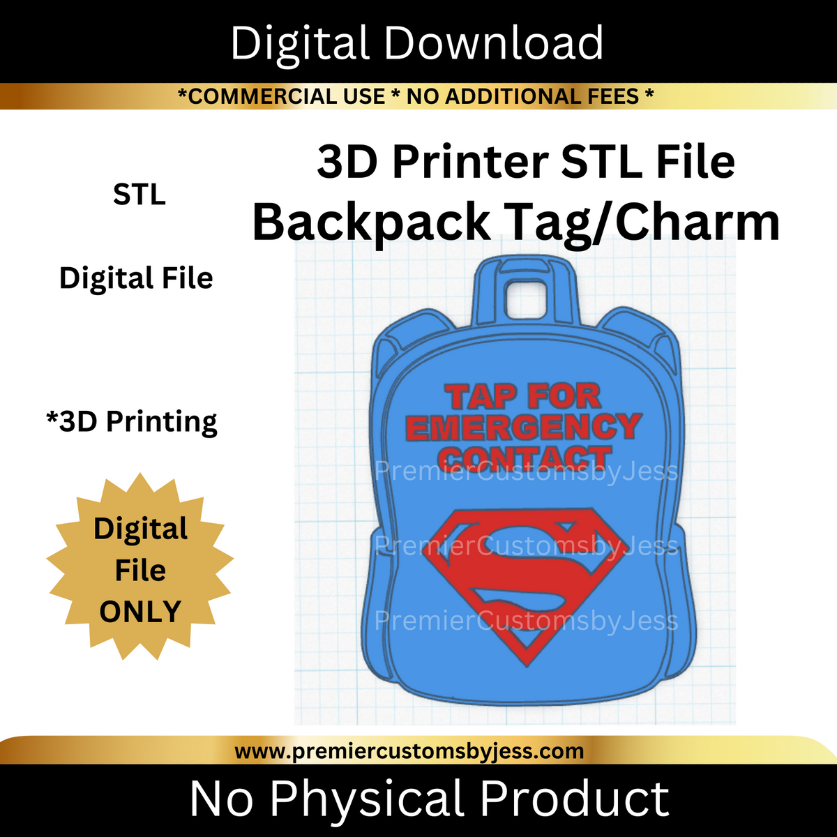 DIGITAL (STL & 3MF Files): Super Backpack Tag - NFC Sticker NOT Includ ...