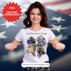 DIGITAL DOWNLOAD - Coquette American PNG, Honor the Brave PNG, Memorial Day Coquette Bow Png