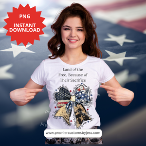 DIGITAL DOWNLOAD - Coquette American PNG, Honor the Brave PNG, Memorial Day Coquette Bow Png