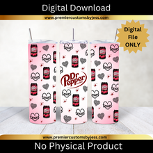 Load image into Gallery viewer, DIGITAL DOWNLOAD BUNDLE - 20oz Skinny Texas Soda Cherry Bow Coquette Tumbler Wrap PNG, 20oz Skinny Tumbler Design, Pink Bows, Sublimation Wrap, Coquette Soda Digital File  *PNG FILE ONLY