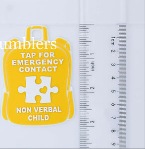 Autism (Non-Verbal): Emergency Contact Backpack Tag with NFC Chip – 3D Printed Safety Tag (Will Ship in 5-12 days)