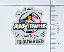 Load image into Gallery viewer, Acrylic Flat Back: Don't Mess with Mamasaurus You'll get Juras*kicked