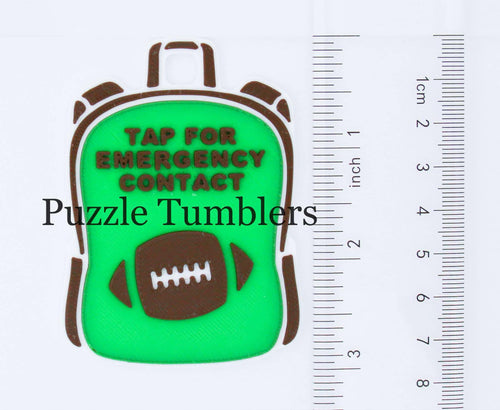 Football: Emergency Contact Backpack Tag with NFC Chip – 3D Printed Safety Tag (Will Ship in 5-12 days)