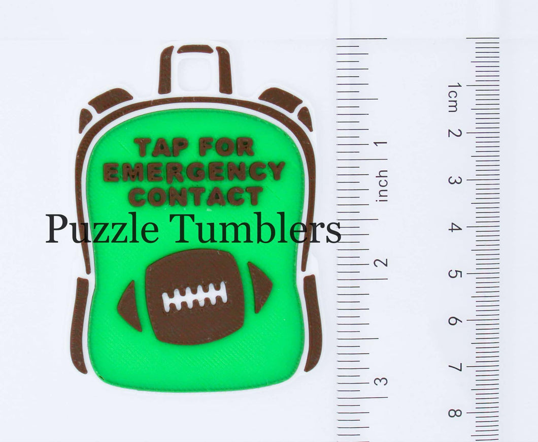Football: Emergency Contact Backpack Tag with NFC Chip – 3D Printed Safety Tag (Will Ship in 5-12 days)
