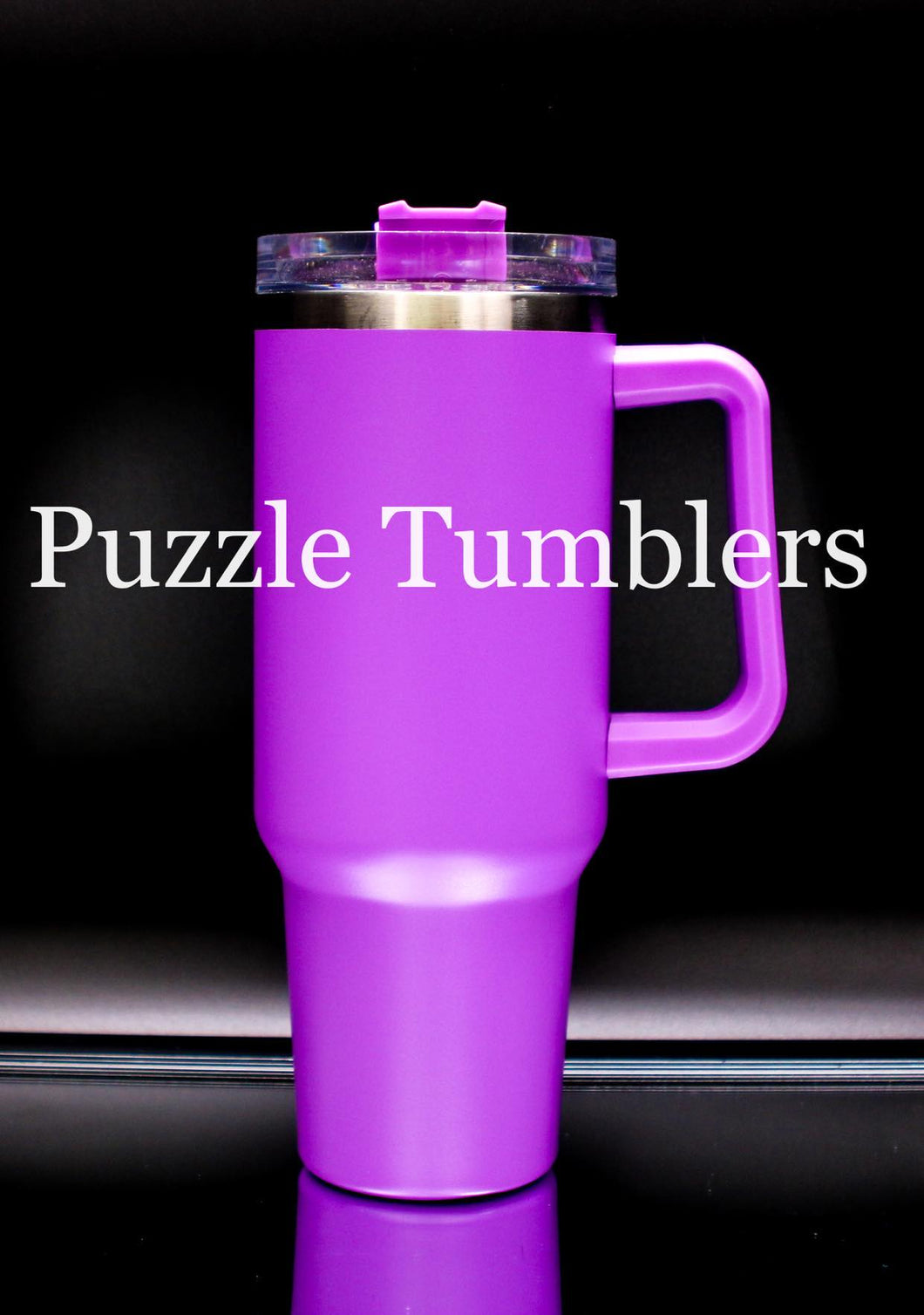 40oz Purple Tumbler with Handle – Puzzle Tumblers