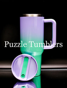 40oz Sublimation Tumbler with Handle Teal & Purple Ombre