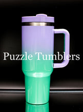 Load image into Gallery viewer, 40oz Sublimation Tumbler with Handle Teal &amp; Purple Ombre