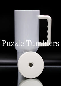 40oz Ivory Tumbler with Handle & Upgraded Lid