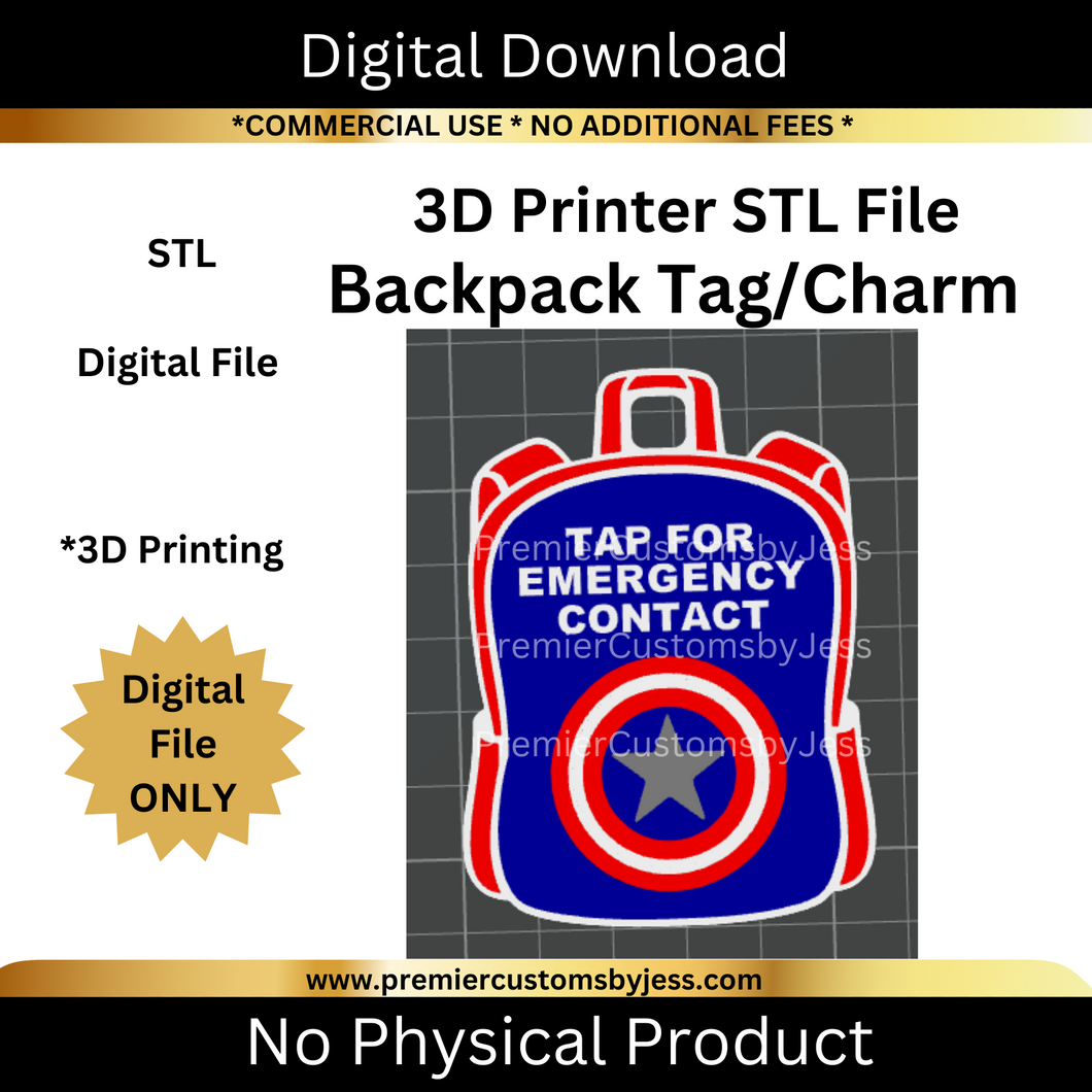 DIGITAL (STL & 3MF Files): Captain Backpack Tag - NFC Sticker NOT Included