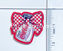 Load image into Gallery viewer, Acrylic Flat Back Shakers: Soda Zero Red Checkered Bow (SH #31)